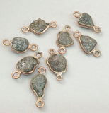 7-8mm Gray Rough Diamond Double Loop Connectors With Rose Gold Polish