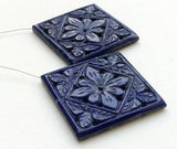 31x31mm Lapis Lazuli Filigree Drilled Hand Carved Matched Pair, Lapis Lazuli