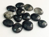 12-20mm Black Rutile Quartz Rose Cut Cabochon, Black Rutile Rose Cut Flat Back