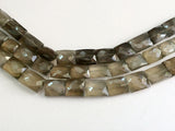 9x10 mm-12x16 mm Gray Moonstone Faceted Chewing Gum Cut Beads, Gray Moonstone