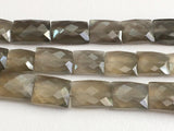 9x10 mm-12x16 mm Gray Moonstone Faceted Chewing Gum Cut Beads, Gray Moonstone