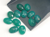 10x13mm-10x14mm Green Onyx Oval Rose Cut Cabochons, Green Onyx Flat Back