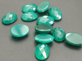 10x13mm-10x14mm Green Onyx Oval Rose Cut Cabochons, Green Onyx Flat Back