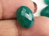 10x13mm-10x14mm Green Onyx Oval Rose Cut Cabochons, Green Onyx Flat Back