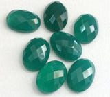 10x13mm-10x14mm Green Onyx Oval Rose Cut Cabochons, Green Onyx Flat Back