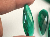 10x25 mm Emerald Green Glass Fancy Stones, Faceted Long Drops Gemstone, Loose