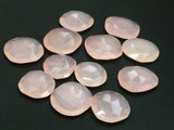15-22mm Rose Pink Chalcedony Faceted Cabochon Pink Chalcedony Rose Cut Flat Back