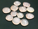 15-22mm Rose Pink Chalcedony Faceted Cabochon Pink Chalcedony Rose Cut Flat Back