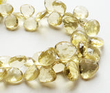 14-19 mm Lemon Quartz Faceted Heart Beads, Faceted Lemon Quartz Heart Briolettes