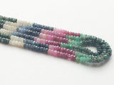 3-4mm Multi Precious Gemstone Faceted Rondelle Beads, Emerald, Sapphire & Ruby