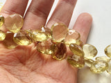 10x12mm-11x15mm Lemon Quartz Micro Faceted Pear Shaped Briolettes, Lemon Quartz