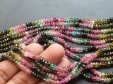 4-4.5mm Multi Tourmaline Faceted Rondelle Beads, Multi Tourmaline For Necklace