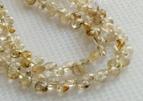 5-6 mm Rutilated Gold Quartz Faceted Heart Beads, Gold Rutile Beads, Gold