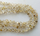 5-6 mm Rutilated Gold Quartz Faceted Heart Beads, Gold Rutile Beads, Gold