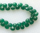 7 mm Green Onyx Faceted Heart Briolettes, Green Onyx Faceted Heart Bead, Emerald