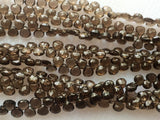 6 mm Smoky Quartz Faceted Heart Briolette, Smoky Quartz Briolette Beads, Faceted