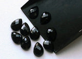 12x16mm Black Onyx Pear Cabochon, Black Onyx Flat Back, Onyx RoseCut Gemstones