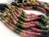 5.5mm Multi Tourmaline Faceted Tyre Beads, Tourmaline Spacer Beads, Multi