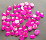 7x9mm Hot Pink Chalcedony Plain Oval Cabochons, 15 Pcs Loose Pink Chalcedony