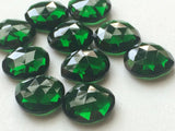 18mm Green Hydro Quartz Rose Cut Cabochons, 5 Pcs Heart Shape Flat Back Emerald