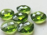 14mm Green Hydro Quartz Stones, 6 Pcs Cushion Cut Peridot Colored Double Side