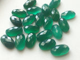 10x18mm Green Onyx Oval Rose Cut Flat Back Cabochons, Faceted Green Onyx