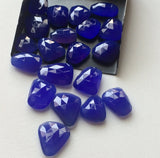 12-16mm Blue Chalcedony Rose Cut Cabochons, Blue Flat Back Cabochons, 5 Pieces
