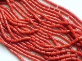 6-7 mm Italian Coral Beads, Natural Original Rectangle Coral Tube For Necklace