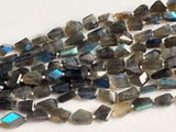 10-12 mm Labradorite Step Cut Faceted Tumbles, Blue Fire Labradorite Tumble Bead