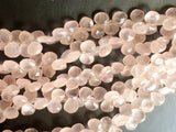 11 mm Rose Quartz Beads Faceted Heart Beads, Rose Quartz Briolettes, Rose Quartz