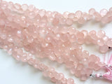 11 mm Rose Quartz Beads Faceted Heart Beads, Rose Quartz Briolettes, Rose Quartz