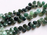 8mm Approx., Emerald Faceted Heart Beads, Natural Emerald Briolettes, Emerald