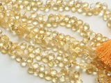 7.5 mm Citrine Faceted Heart Briolettes, Natural Citrine Beads for Jewelry