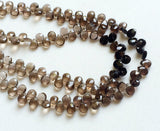 5x7 mm Smoky Quartz Faceted Pear Briolette, Smoky Quartz Briolette Beads, Shaded