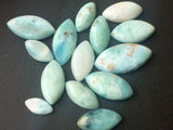 6x12mm - 10x20mm Larimar Plain Cabochons, Original Larimar Smooth Marquise