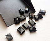 9x11-9x12mm Black Onyx Rectangle Table Cut Cabochon, Faceted Onyx Gemstones