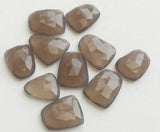 16-19mm Gray Chalcedony Rose Cut Cabochons, Flat Back Gray Chalcedony Faceted