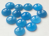 11-15mm Blue Chalcedony Plain Round Cabochon, Chalcedony Flat Back For Jewelry