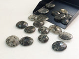 16-20mm Black Rutilated Quartz Rose Cut Cabochon, Rutile Faceted Flat Back 5 Pcs