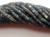 4.5 mm Labradorite Faceted Tyre Bead, Blue Fire Gem Stone, 13 Inch Strand Flashy