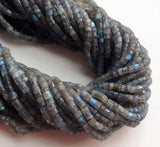 4.5 mm Labradorite Faceted Tyre Bead, Blue Fire Gem Stone, 13 Inch Strand Flashy