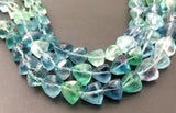 10 mm Fluorite Beads, Aqua And Green Fluorite Faceted Trillion Beads, Fluorite