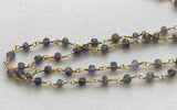 3.5mm Iolite Faceted Rondelle Beads in 925 Silver Gold Wire Wrapped Rosary Style