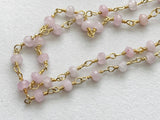 3-3.5mm Rose Quartz Faceted Rondelle Bead in 925 Silver Gold Wire Wrapped Rosary