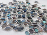 12-15mm Labradorite Plain Oval Shape Double Loop Bezel Connectors, Blue Fire