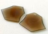 36x39mm Gray Brown Chalcedony Faceted Fancy Bell Shape, Pair Drilled Flat Back