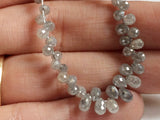 2x2.5mm-2x3mm Gray Diamond Faceted Briolette Beads, Natural Sparkling Tear Drops