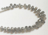 2x2.5mm-2x3mm Gray Diamond Faceted Briolette Beads, Natural Sparkling Tear Drops