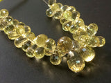 6x8 mm-10x12 mm Lemon Quartz Micro Faceted Drop Shaped Briolettes, Lemon Quartz