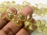 6x8 mm-10x12 mm Lemon Quartz Micro Faceted Drop Shaped Briolettes, Lemon Quartz